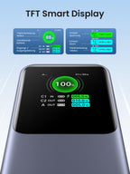 UGREEN Nexode Powerbank 20000mAh 130W verfügt als powerbank über ein TFT-Smart-Display, das den Ladezustand und die Leistungsdaten klar und präzise anzeigt.
