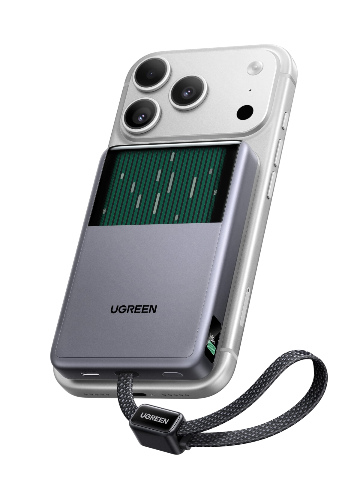 UGREEN MagFlow Pro Magnetische Powerbank (10.000 mAh, Qi2 25 W, integriertes 45-W-USB-C-Kabel)