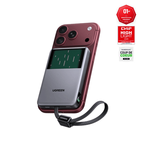 UGREEN MagFlow Pro Magnetische Powerbank (10.000 mAh, Qi2 25 W, integriertes 45-W-USB-C-Kabel)