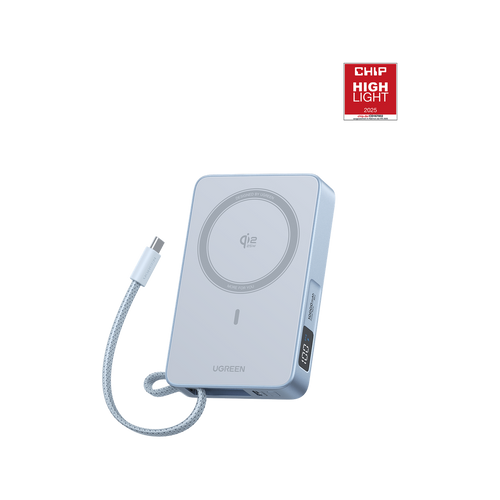 UGREEN MagFlow Magnetische Kabellose Powerbank (10000mAh, Qi2 25W, MagSafe-kompatibel)