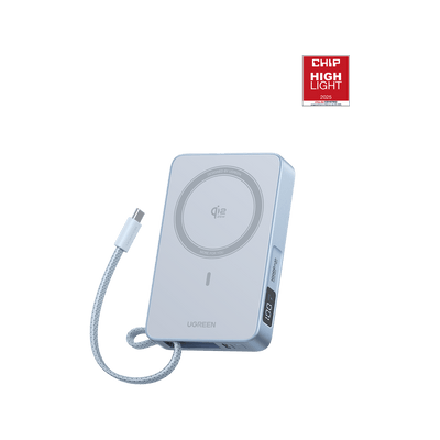 UGREEN MagFlow Magnetische Kabellose Powerbank (10000mAh, Qi2 25W, MagSafe-kompatibel)