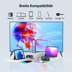 Der UGREEN Revodok HDMI USB-C Hub (7-IN-1, 4K@60Hz, 1000Mbit/s) fungiert als flexible dockingstation und ist mit Geräten wie Switch, Laptops, iPads, Smartphones, Surface-Modellen und Google TV breit kompatibel.