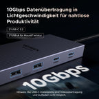 UGREEN Revodok Pro Dockingstation (12-in-1, Triple Display 4K@60Hz, 100W) bietet als USB-C-Hub eine 10Gbps USB-C-3.2-Datenübertragung für schnelle und nahtlose Produktivität.