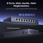 UGREEN 2.5G LAN Switch mit 8X 2.5G Ports, Plug & Play (8-Ports)