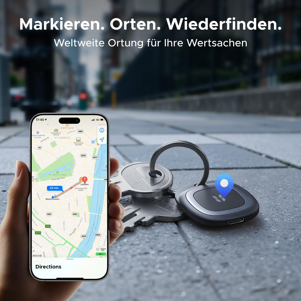 UGREEN FineTrack Duo 2 GPS Tracker für iOS & Android mit USB C Laden