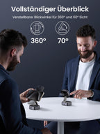 UGREEN MagFlow 2-in-1 kabelloses Ladegerät, vollständig MagSafe-kompatibel, mit starker magnetischer Ausrichtung und verstellbaren Blickwinkeln bis zu 360° horizontal und 70° vertikal, unterstützt Qi2 15W kabelloses Laden für flexible und bequeme Nutzung der Geräte.