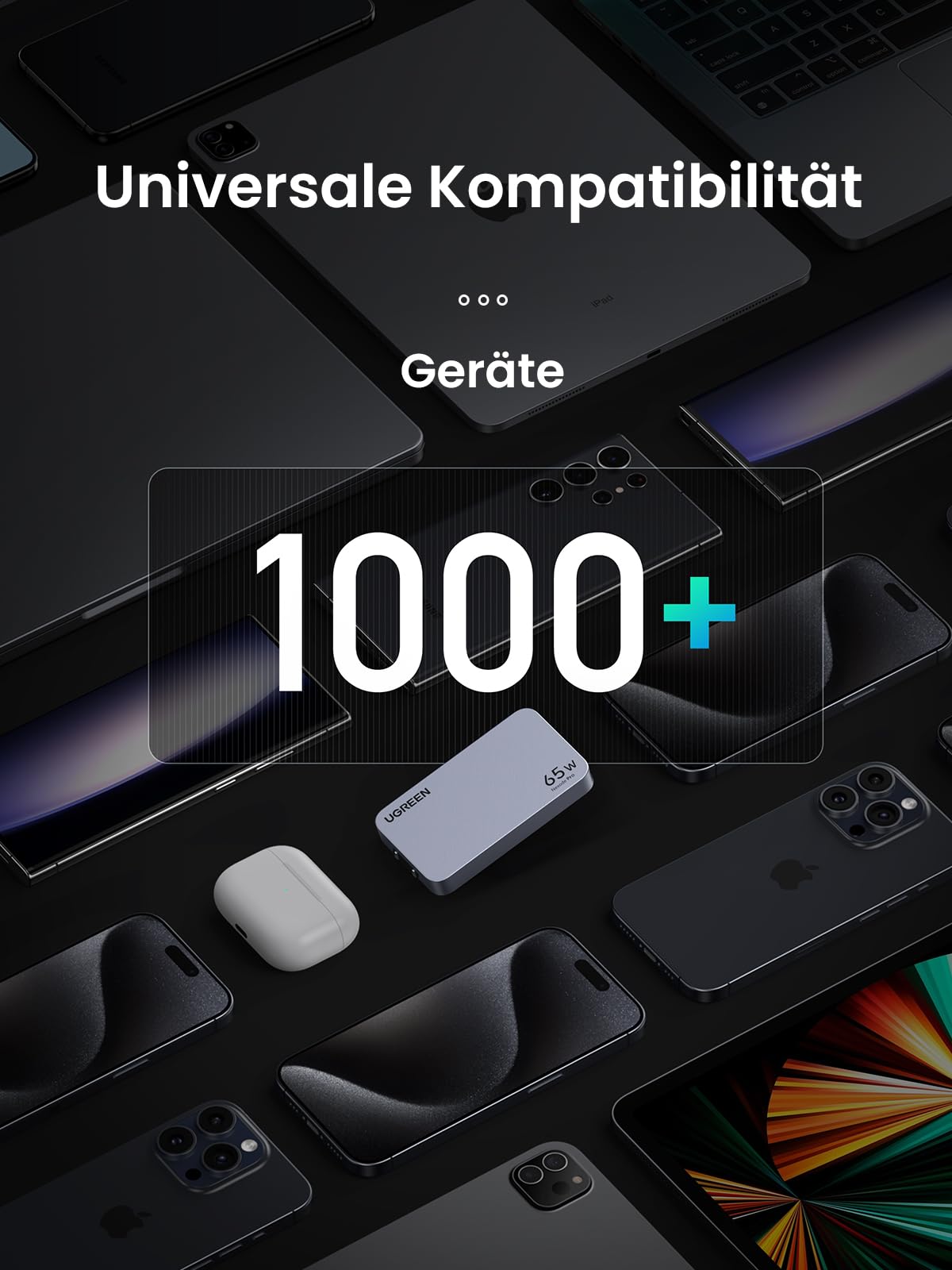 UGREEN Nexode Pro Ultra-Slim USB-C Ladegerät (65W, 3-Ports, GaN)