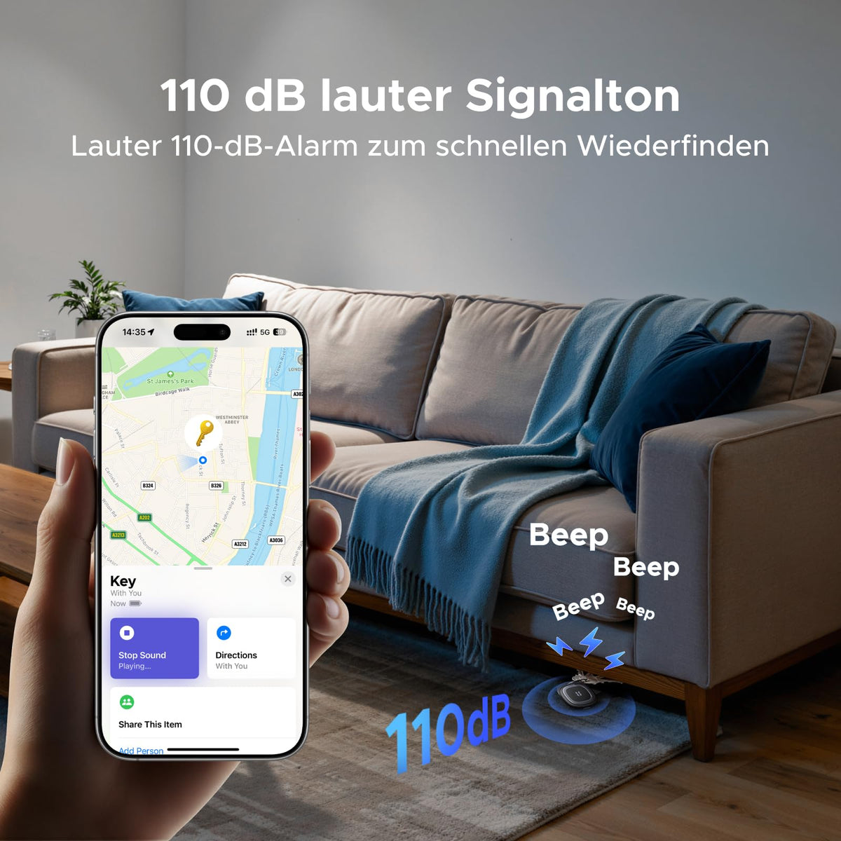 UGREEN FineTrack Duo 2 GPS Tracker für iOS & Android mit USB C Laden
