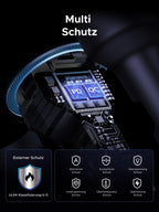 Mehrfachschutz des UGREEN PD Autoladegerät (30W, 3-Port, USB-C) mit umfassenden Sicherheitsfunktionen wie Überstrom-, Kurzschluss-, Überhitzungs- und Überspannungsschutz sowie robustem Design für kabelloses und magnetisch stabiles Laden im Auto