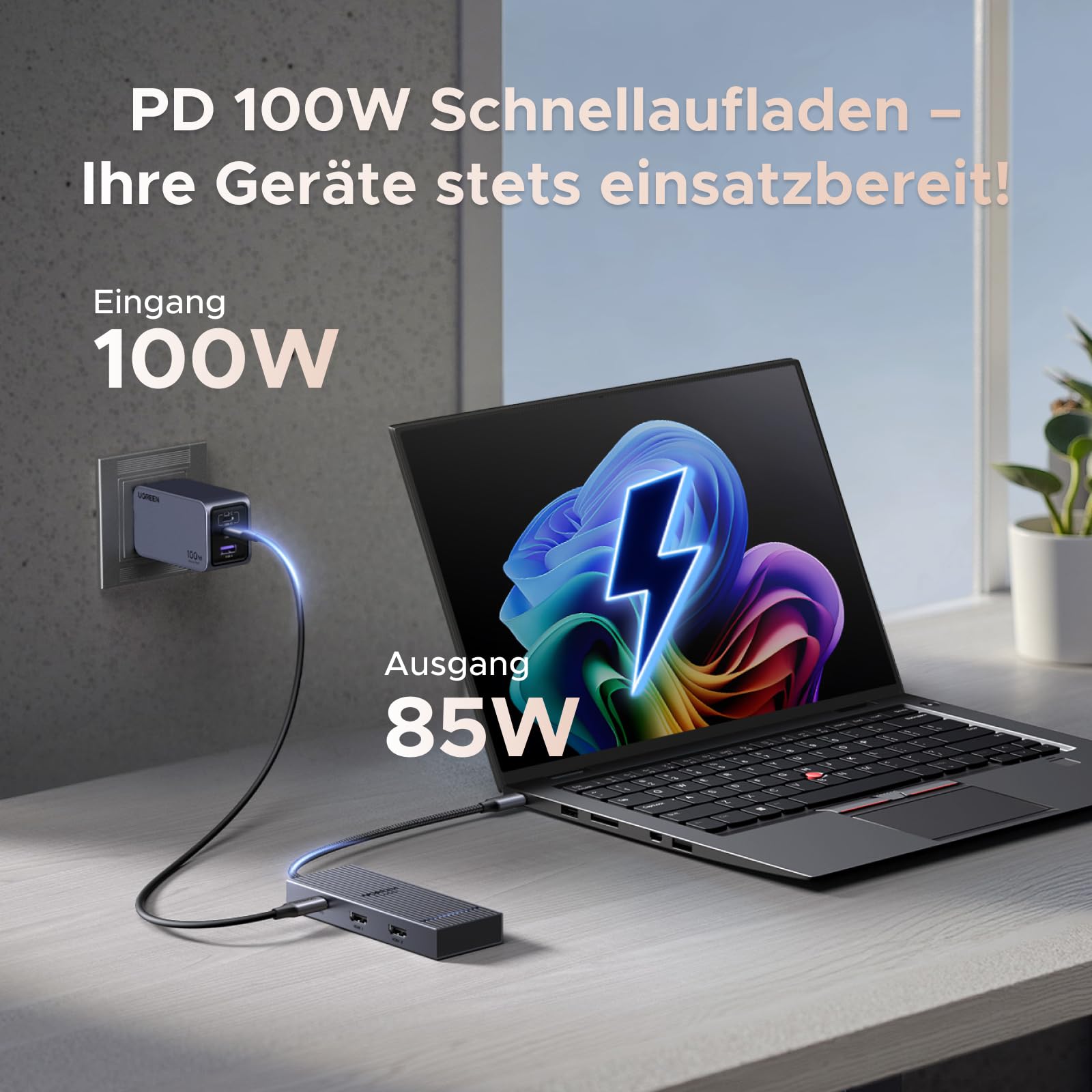 UGREEN Revodok Pro 7-IN-1 USB-C Hub (10 Gbps Dual 4K@60Hz) - PD 100W Schnellaufladen - Ihre Gerate stets einsatzbereit