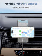 Flexible Betrachtungswinkel mit dem UGREEN MagFlow 2-in-1 Magnetisches Kabelloses Auto-Ladegerät (Qi2 25W, MagSafe-kompatibel), einem wireless charger, der das Sichtfeld frei hält und Lüftungsschlitze nicht blockiert