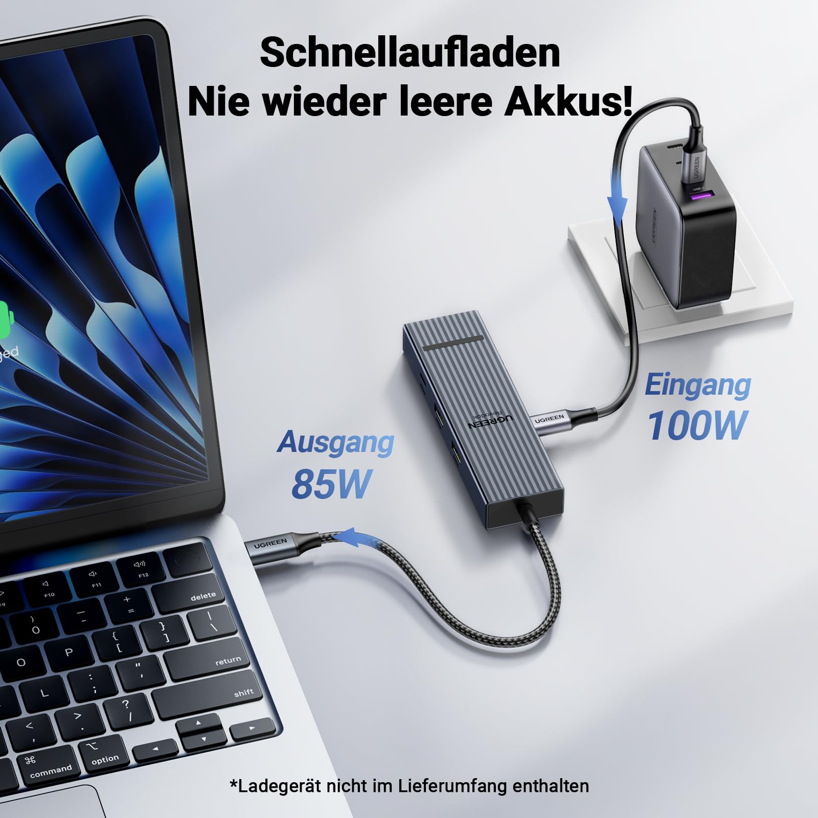 UGREEN Revodok Pro USB-C 3.2 Hub (10 Gbps HDMI 4K@60Hz) - Schnellaufladen Nie wieder leere Akkus