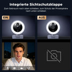 UGREEN 4K Webcam mit Ringlicht, Autofokus, Objektivdeckel, 6 Lichtstufen