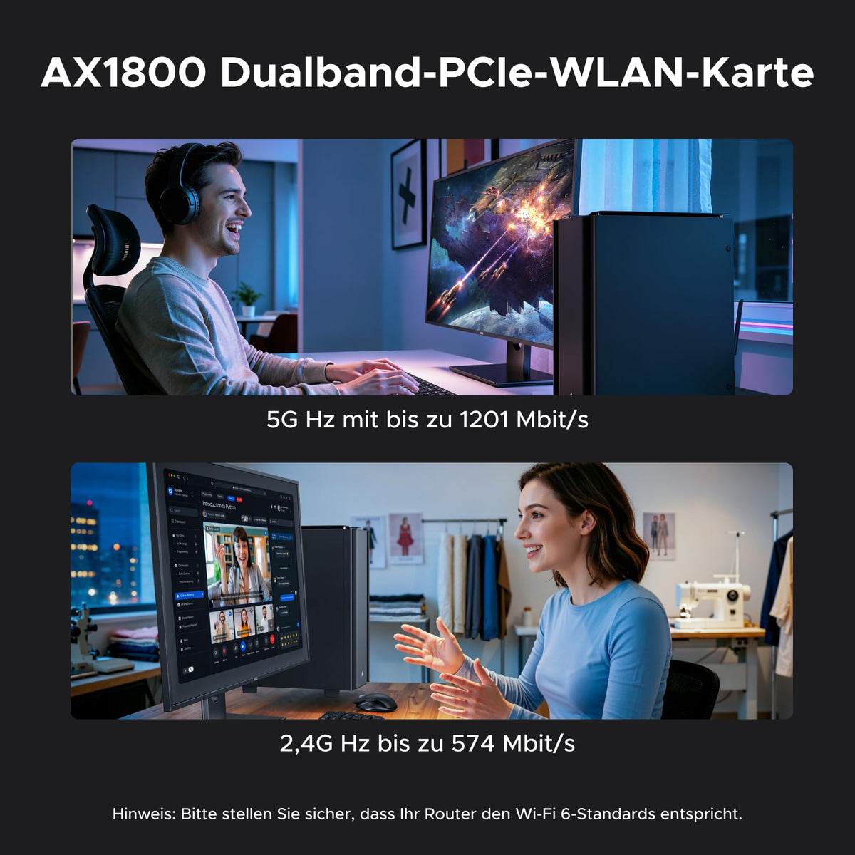 UGREEN AX1800 PCIe WLAN Karte für PC Netzwerkkarte