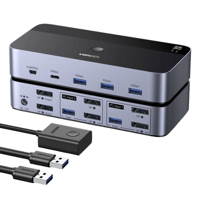 UGREEN DisplayPort-KVM-Switch für Dual-Monitore 8K@60Hz,USB 3.0