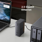 Die UGREEN Revodok Max 2131 Dockingstation (13-in-1, 140W, Thunderbolt 5) verfügt als stabiler USB-Hub über einen 2.5-Gbps-Ethernet-Port, der eine besonders schnelle und zuverlässige kabelgebundene Netzwerkverbindung ermöglicht.