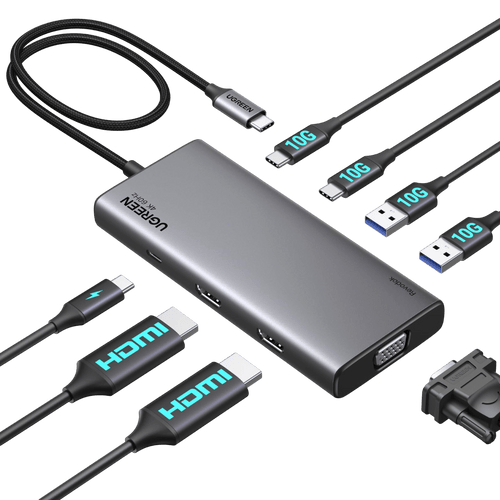 UGREEN Revodok Pro 308 Dockingstation (8 Ports, 3 Displays, 10Gbps, 100W) - Dockingstation