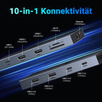 Der UGREEN Revodok Pro USB-C Hub vereint als dockingstation USB-A, USB-C, HDMI, SD/TF und Netzwerkanschlüsse für vollständige Geräteerweiterung.