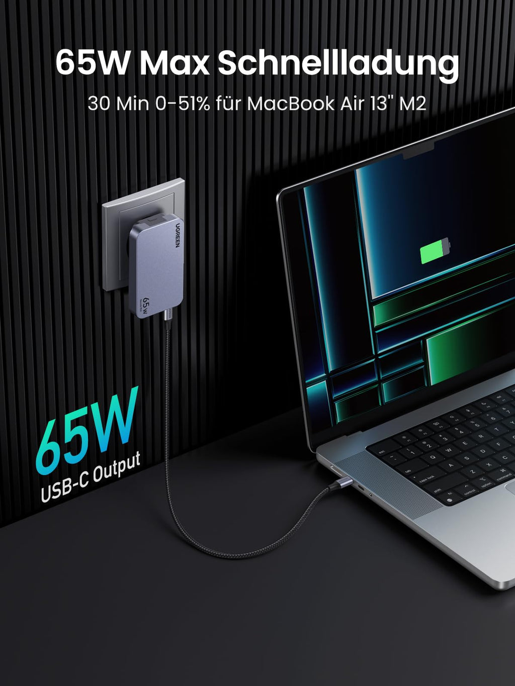 UGREEN Nexode Pro Ultra-Slim USB-C Ladegerät (65W, 3-Ports, GaN)
