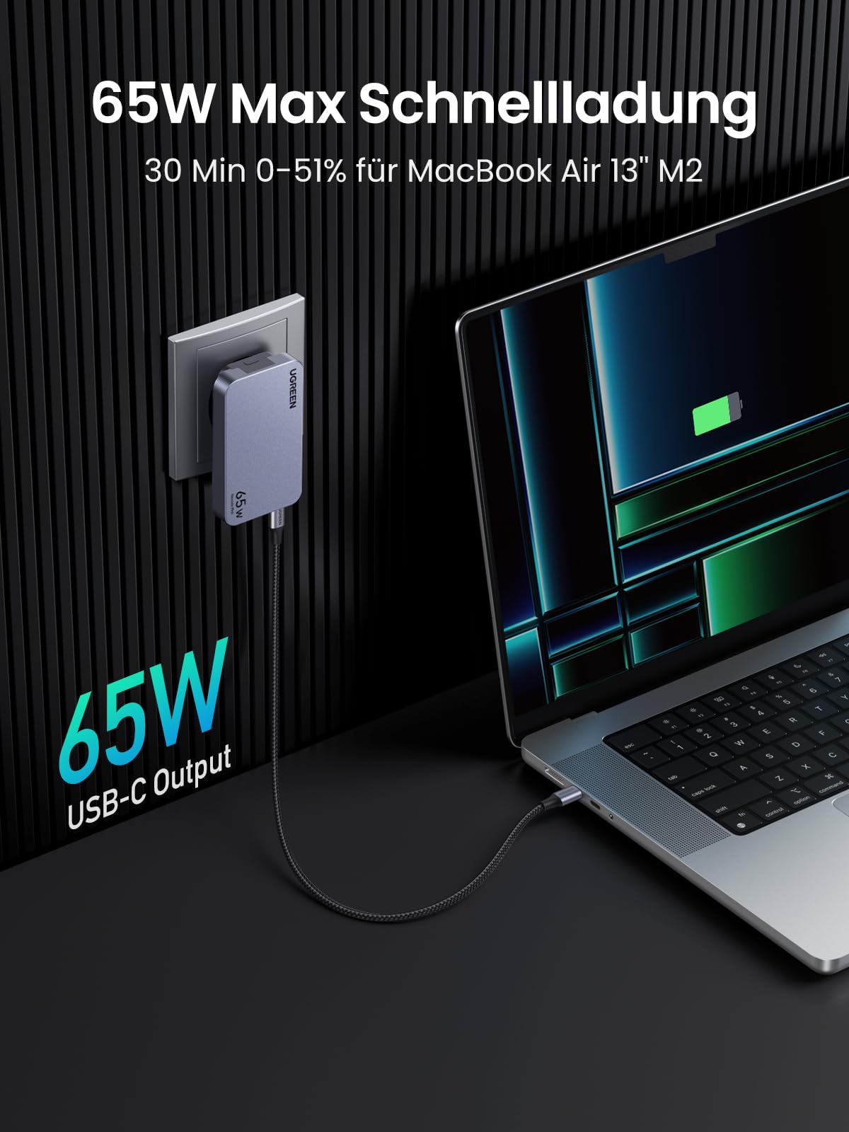 UGREEN Nexode Pro Ultra-Slim USB-C Ladegerät (65W, 3-Ports, GaN)