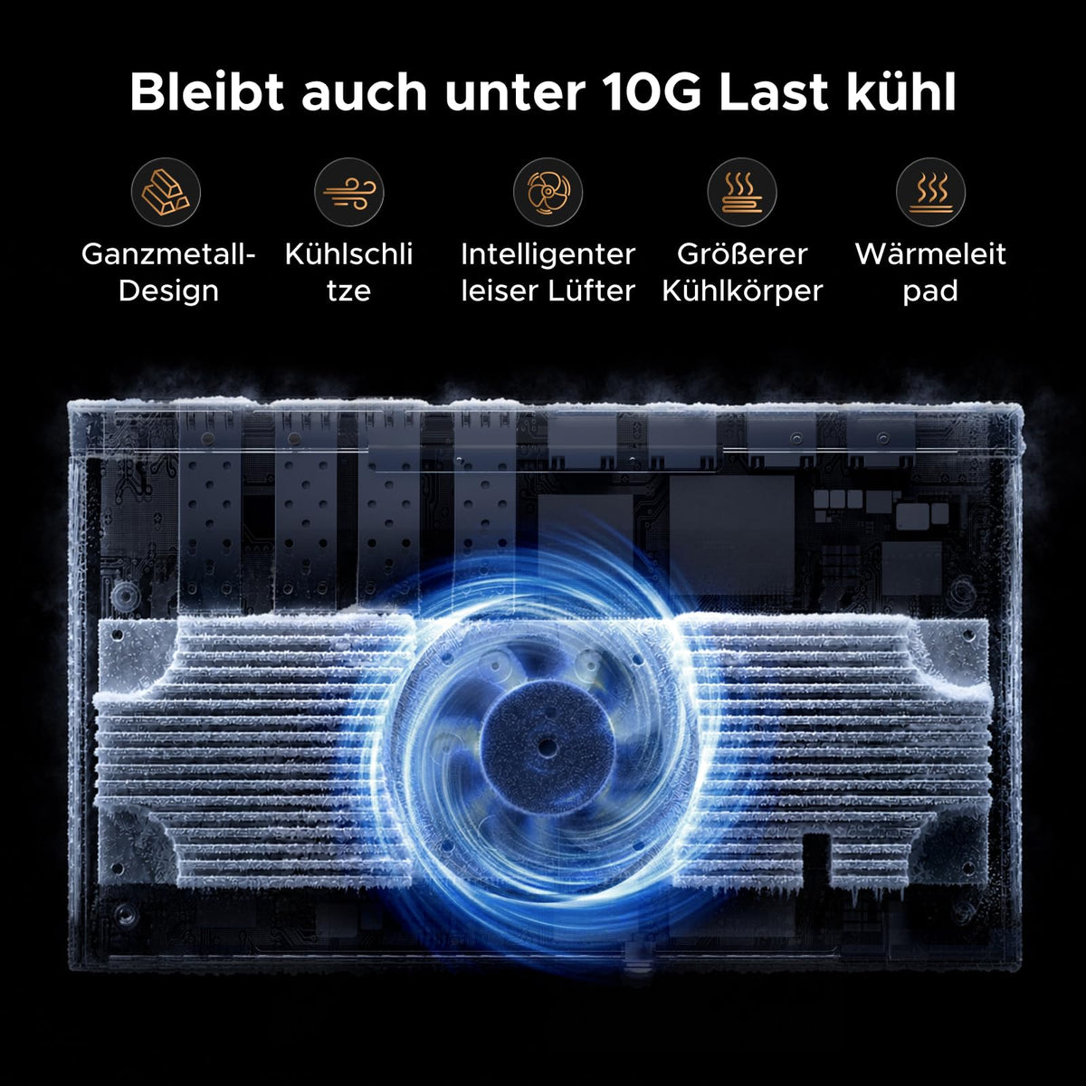 UGREEN LAN Switch mit 4X 10G RJ45+4X 10G SFP+, 10G Netzwerk Switch