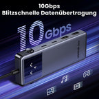Mit bis zu 10Gbps Datenübertragung ermöglicht die UGREEN Uno USB-C Hub als dockingstation eine schnelle Übertragung von Bildern, Videos und Dateien über USB-A- und USB-C-3.2-Anschlüsse.