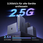 UGREEN 2.5G LAN Switch mit 8X 2.5G Ports, Plug & Play (8-Ports)