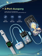 UGREEN x Honkai: Star Rail Edition Power Bank 10000mAh 55W (249g), Cyan | mit 22cm integriertem Kabel, Mi Turbo Charge für Xiaomi, 45W PD Schnellladung Kompatibel mit iPhone, für Reisen