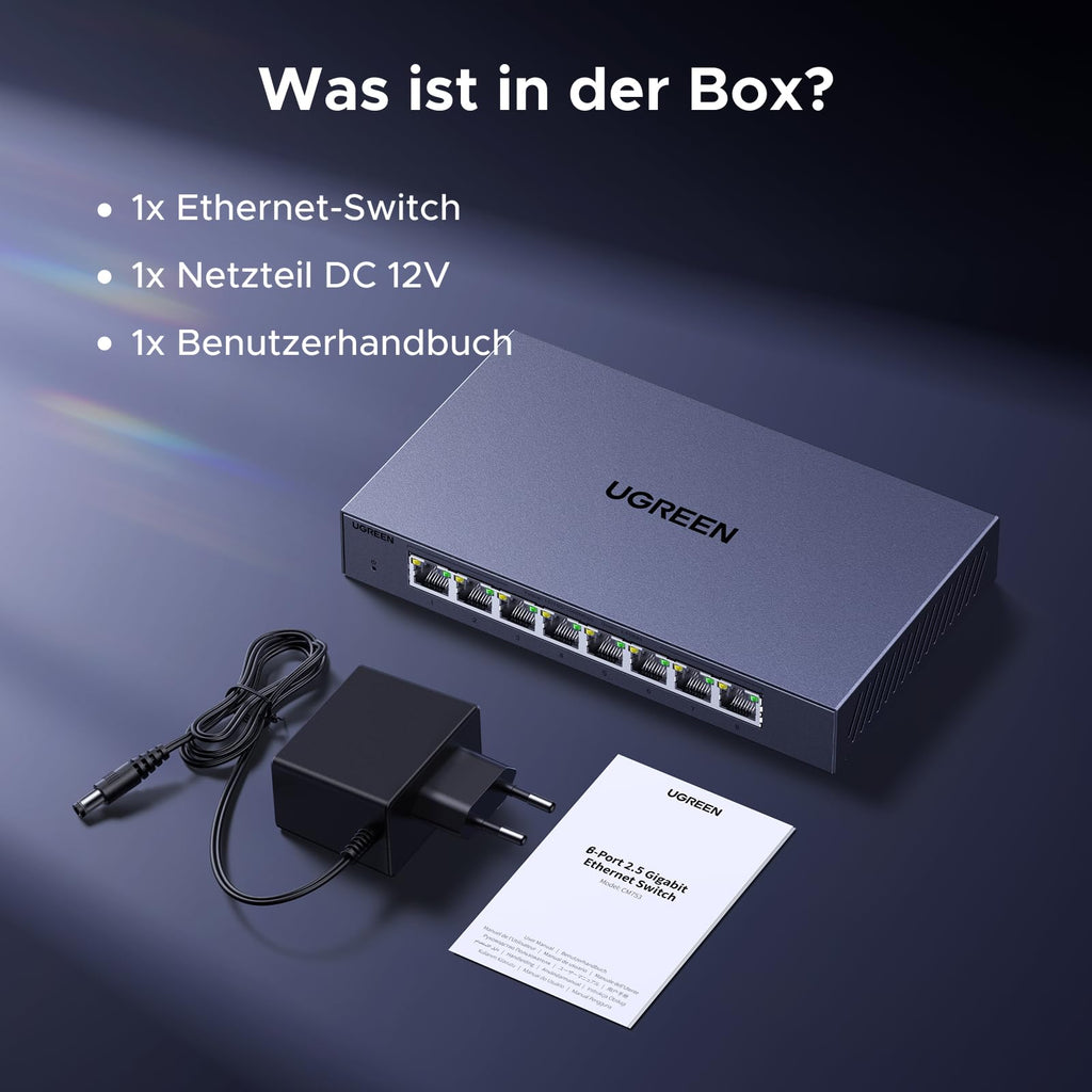 UGREEN 2.5G LAN Switch mit 8X 2.5G Ports, Plug & Play (8-Ports)