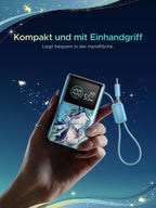 UGREEN x Honkai: Star Rail Edition Power Bank 10000mAh 55W (249g), Cyan | mit 22cm integriertem Kabel, Mi Turbo Charge für Xiaomi, 45W PD Schnellladung Kompatibel mit iPhone, für Reisen