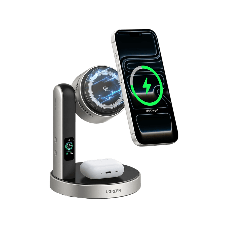 UGREEN MagFlow Pro Magnetische kabellose Ladestation (2-in-1, Qi2 25 W, intelligentes Kühlsystem)