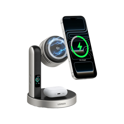 UGREEN MagFlow Pro Magnetische kabellose Ladestation (2-in-1, Qi2 25 W, intelligentes Kühlsystem)