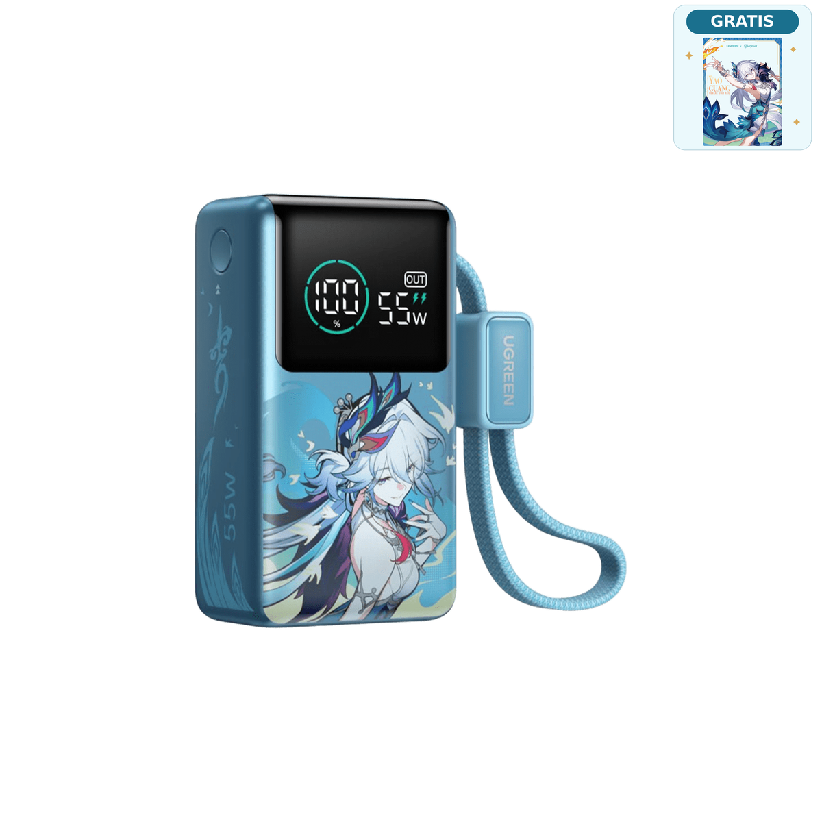 UGREEN Nexode Pro Honkai: Star Rail Edition Powerbank (10.000 mAh, 55 W, integriertes USB-C-Kabel)