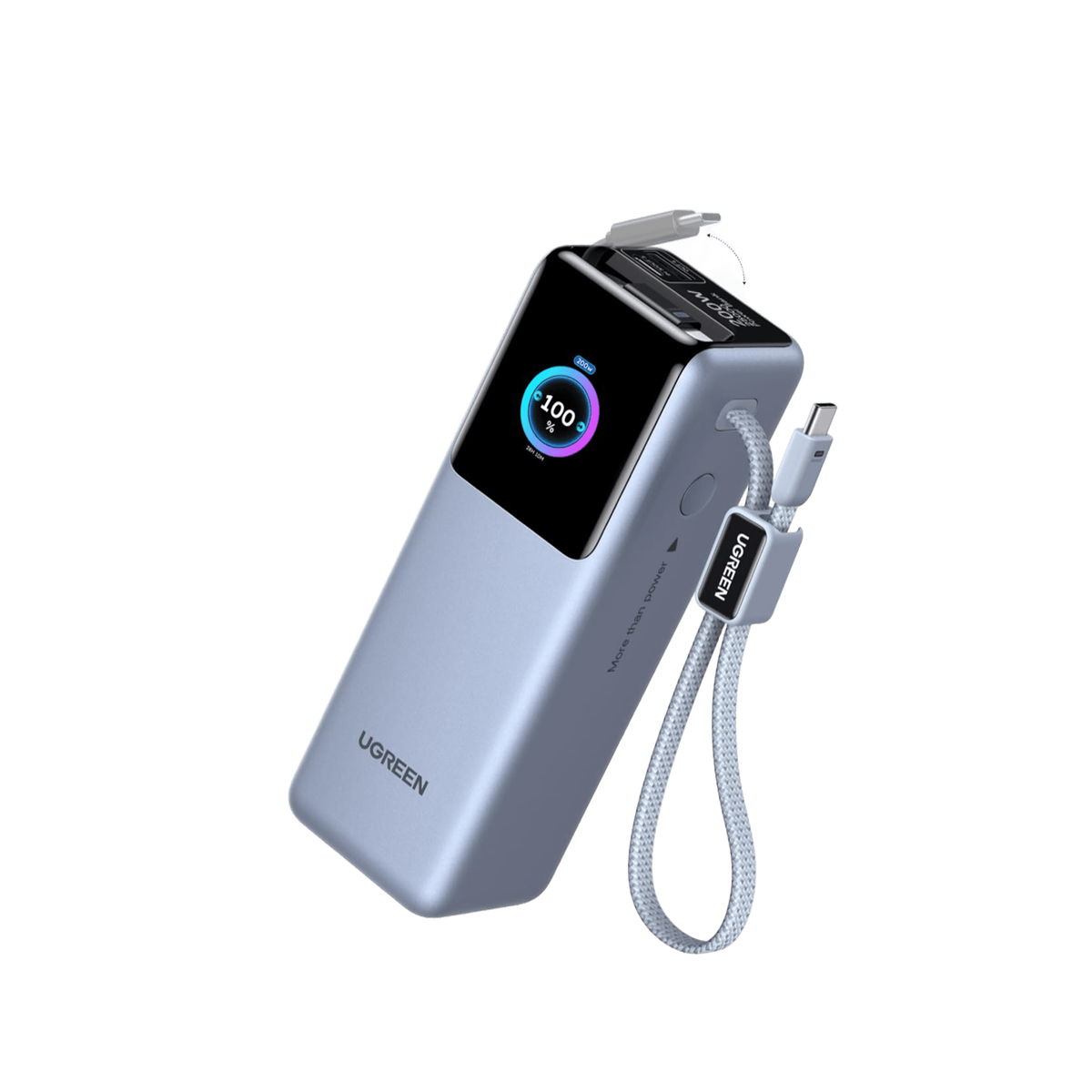 UGREEN Nexode Pro Powerbank (25000 mAh, 200 W, integriertes USB-C-Kabel, 4 Anschlüsse)