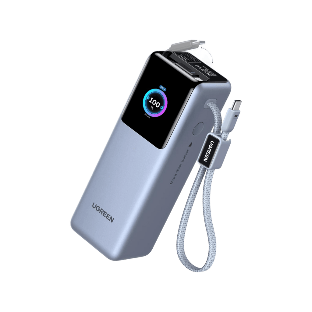 UGREEN Nexode Pro Powerbank (25000 mAh, 200 W, integriertes USB-C-Kabel, 4 Anschlüsse) - Powerbank