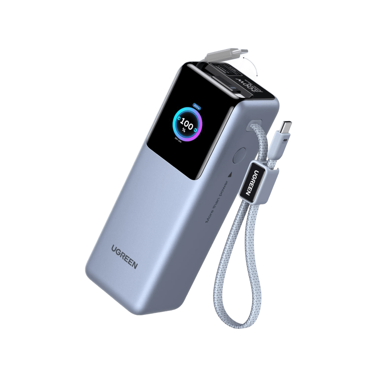 UGREEN Nexode Pro Powerbank (25000 mAh, 200 W, integriertes USB-C-Kabel, 4 Anschlüsse)