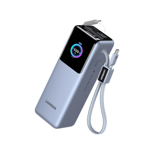 UGREEN Nexode Pro Powerbank (25000 mAh, 200 W, integriertes USB-C-Kabel, 4 Anschlüsse)