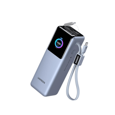 UGREEN Nexode Pro Powerbank (25000 mAh, 200 W, integriertes USB-C-Kabel, 4 Anschlüsse)
