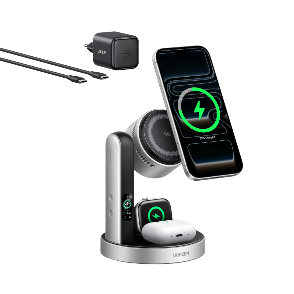 UGREEN MagFlow Pro Magnetische kabellose Ladestation (3-in-1, Qi2 25 W)