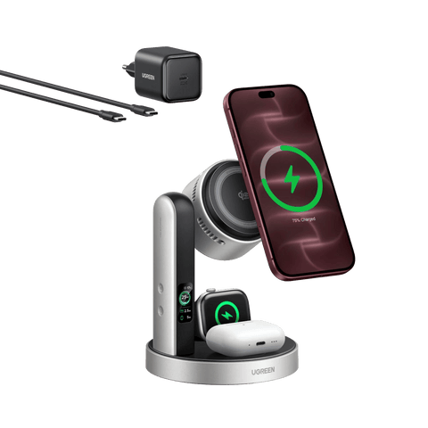 UGREEN MagFlow Pro Magnetische kabellose Ladestation (3-in-1, Qi2 25 W)