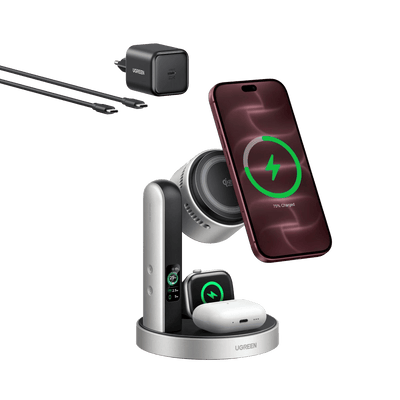 UGREEN MagFlow Pro Magnetische kabellose Ladestation (3-in-1, Qi2 25 W)