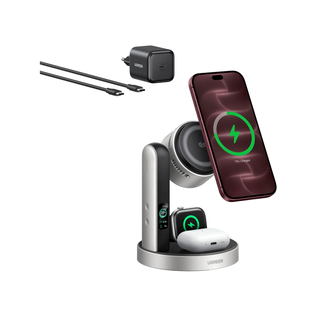 UGREEN MagFlow Pro Magnetische kabellose Ladestation (3-in-1, Qi2 25 W)