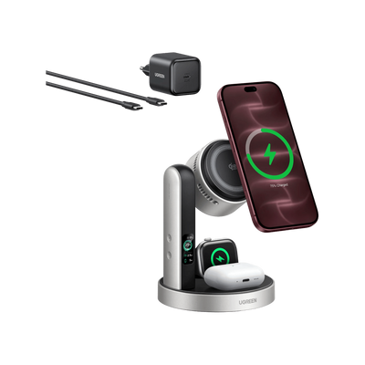 UGREEN MagFlow Pro Magnetische kabellose Ladestation (3-in-1, Qi2 25 W)