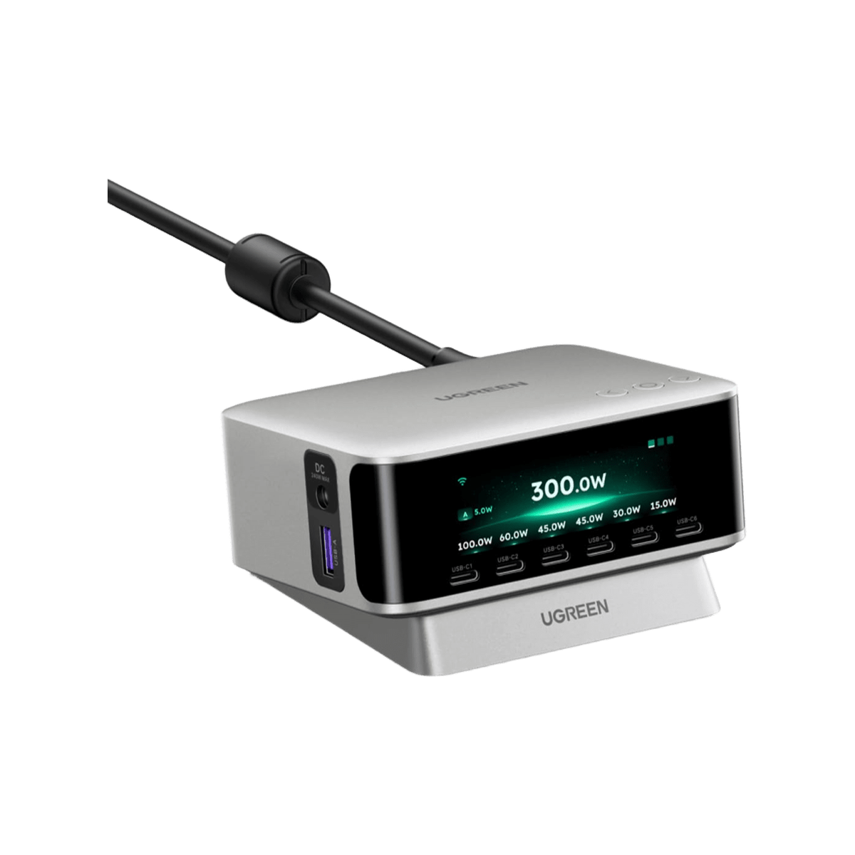 UGREEN Nexode Pro Smart-Display-Desktop-Ladegerät (300 W, 8 Anschlüsse, GaN, 5 Lademodi)