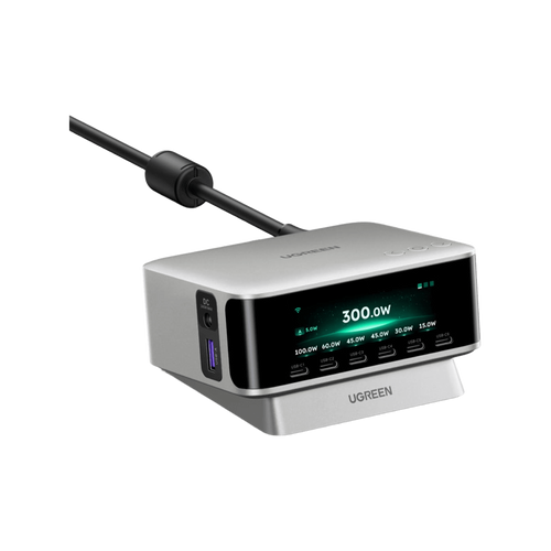 UGREEN Nexode Pro Smart-Display-Desktop-Ladegerät (300 W, 8 Anschlüsse, GaN, 5 Lademodi)