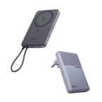 UGREEN MagFlow Air Powerbank & Nexode Air Ladegerät im Bundle (5.000 mAh / 10.000 mAh, Qi2 15 W, 65 W GaN) -