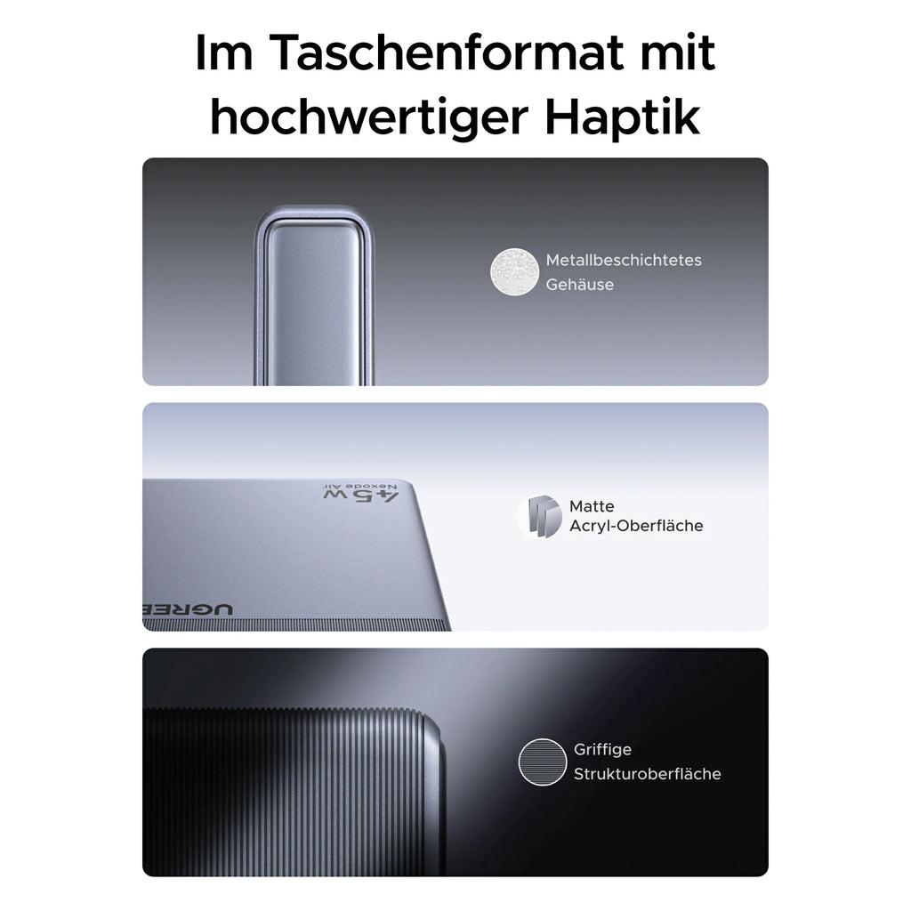 UGREEN Nexode Air Slim Ladegerät (65W, 3 - Port, Klappstecker) - Ladegerät