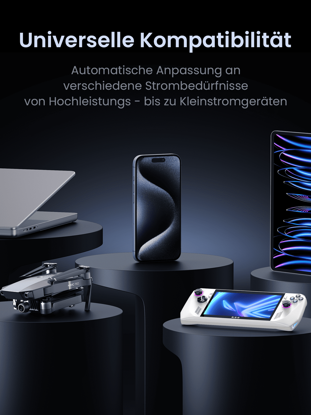 UGREEN 48000mAh 300W Tragbare Powerbank bietet als powerbank eine universelle Kompatibilität mit automatischer Anpassung an unterschiedliche Strombedürfnisse von Hochleistungs- bis zu Kleinstromgeräten.