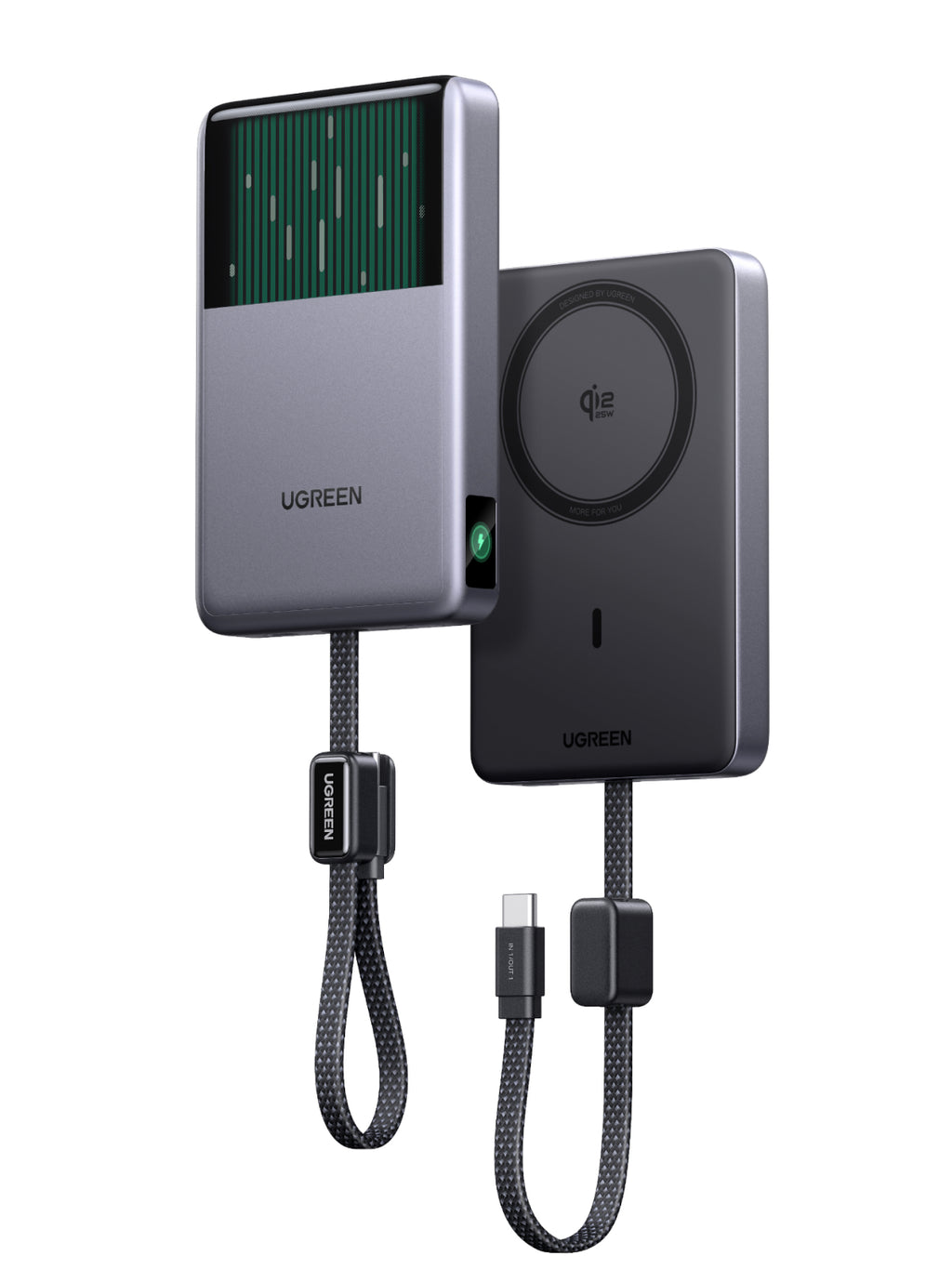 UGREEN MagFlow Pro Magnetische Powerbank (10.000 mAh, Qi2 25 W, integriertes 45-W-USB-C-Kabel)