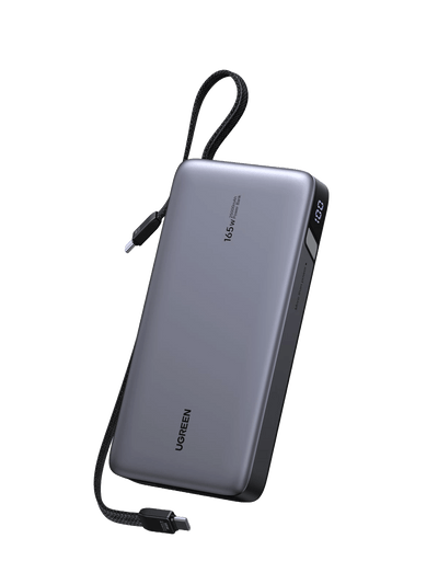 UGREEN Nexode Powerbank (25000mAh, 165W, 2 integrierte USB-C Kabel)